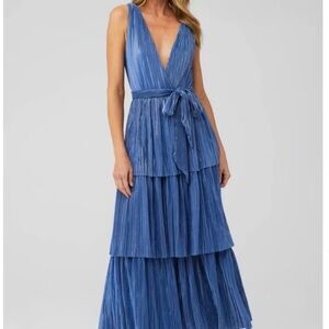 sabina musayev alma midi dress in blue / silver